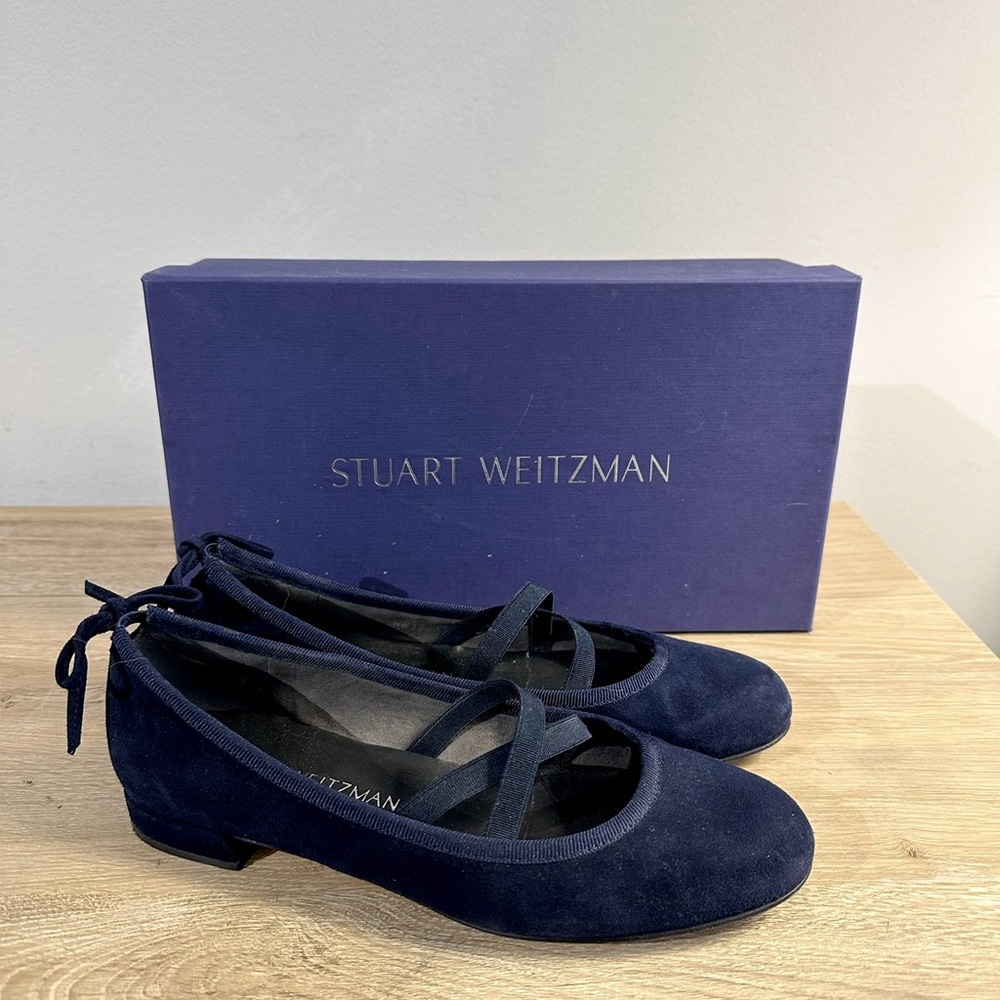 Stuart Weitzman Women's Navy Ballet Flats